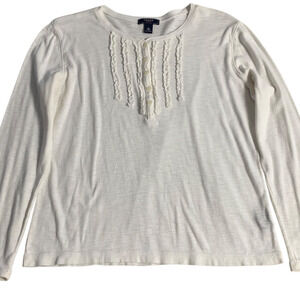 Chaps Top Women's Size X-Large White Cottage Long Sleeve Casual Office Wear